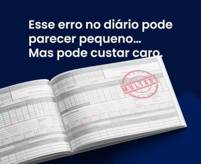 Foto de um diário de bordo com aviso de multa
